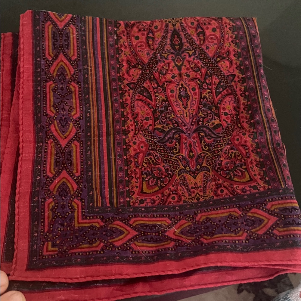 Yves Saint Laurent Red and Purple Paisley Silk Scarf - Picture 2 of 3